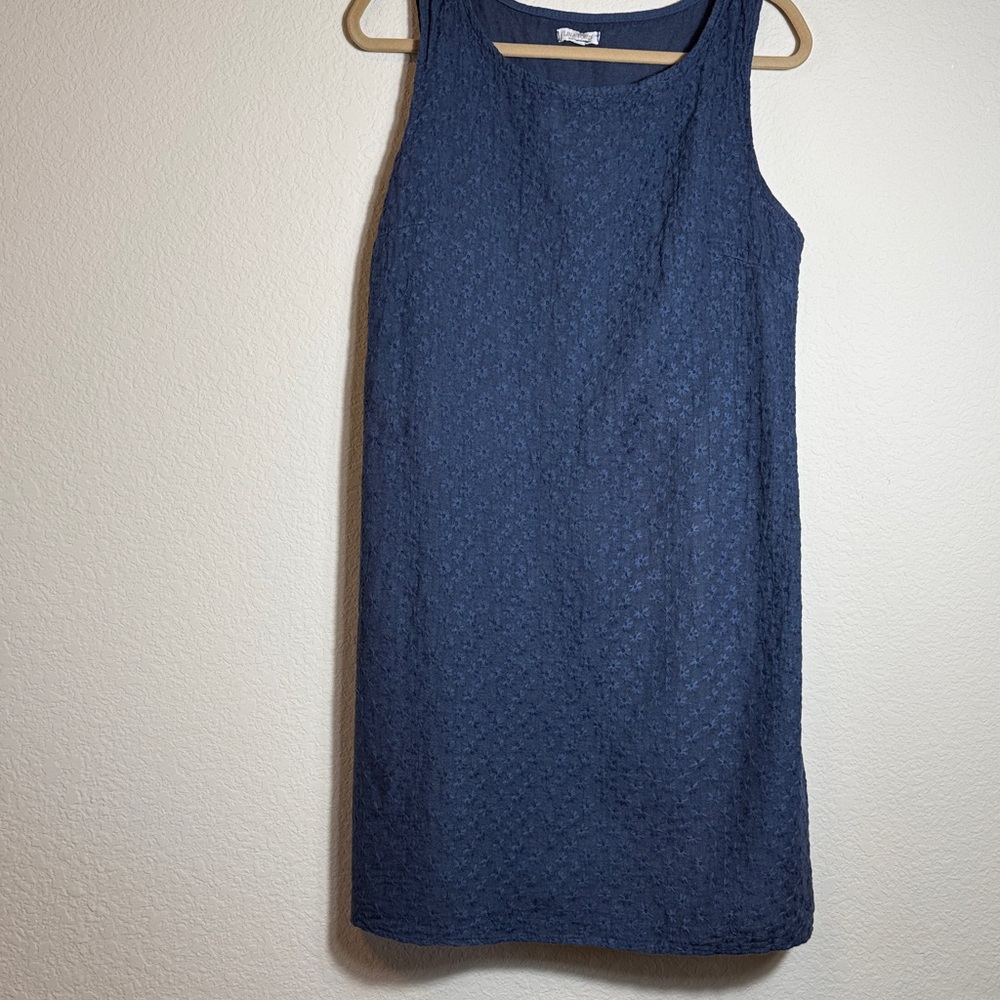 LINA TOMEI Dress Made in Italy Embroidered Front & Stretch Knit Side Panels L